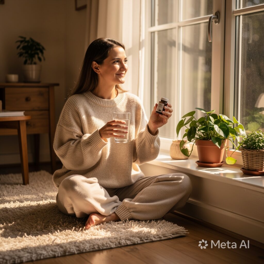 a-peaceful-woman-in-her-30s-or-40s-sitting-by-a-wi-1-1024x1024 7 Best Supplements for Anxiety That Actually Work, According to Science