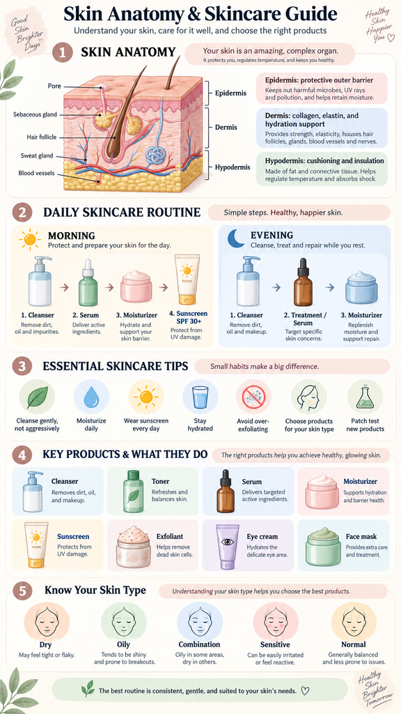 skincare-infographic-1-576x1024 Skin Anatomy & Skincare Routine for Beginners: How to Build a Simple Routine for Your Skin Type